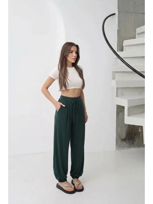 Paw Garage Kadın Elizza Likralı Viskon Kumaş Kemerli Şalvar Pantolon