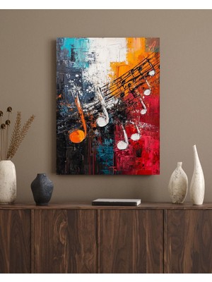 Bade Müzik Müzik Notaları Kanvas Tablo 50X70 cm | Modern Soyut Müzik Temalı Dekoratif Duvar Tablosu