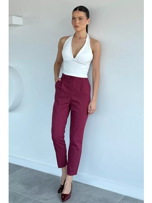 Gülseli Kadın Bel Lastikli Kumaş Pantolon P-00021494