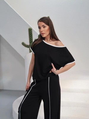 Paw Garage Kadın Alen Modern Şeritli Takım - Yazlık Soft Modal Kumaş