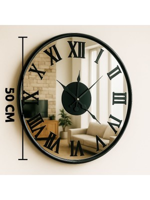 MGS Duvar Saati -Glorya Black Roma 50 cm