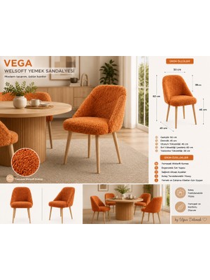 Argedemo Vega Yemek Masası Sandalyesi Welsoft Kumaş Balkon Ofis Sandalyesi
