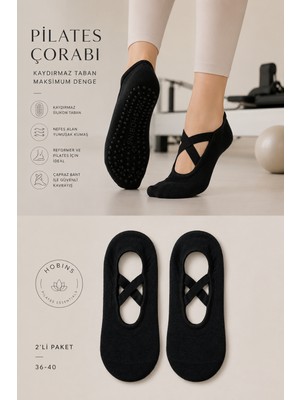 Hobins Sportswear & Company 2 Çift Kaydırmaz Taban Pilates ve Yoga Çorabı Dans,bale,plates Kaydırmaz Çorabı Siyah,beyaz,gri,tene Rengi Seçenekleri ile