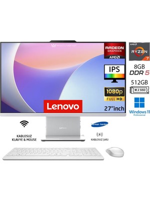 Lenovo ıdeacentre 27ARR9 Aıo Ryzen7 7735HS 8gb 512GB SSD Bulut Gri WIN11 Pro 27" Fhd All In One Bilgisayar P1