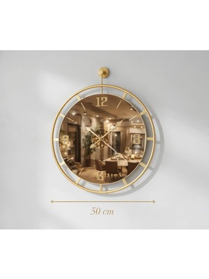 MGS Duvar Saati - Glow Gold Türk Bronz Aynalı Duvar Saati 50 cm