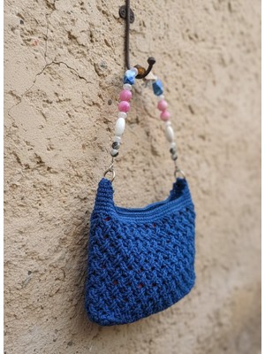 Meya Design Kadın Saks Mavi Fermuarlı Omuz Çantası - Iç Cepli (26X35 Cm)