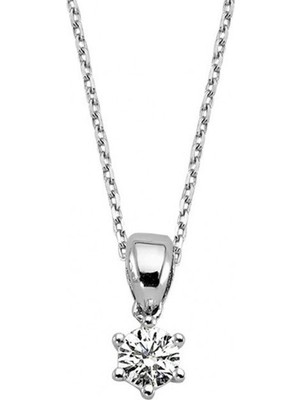 İryum 0.08ct Karat E-F VS Pırlanta Altı Tırnak Tektaş Kolye