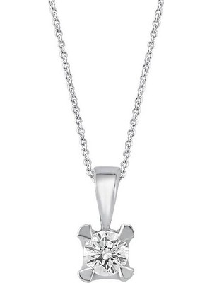 İryum 0.10ct Karat E-F VS Pırlanta Üçgen Tırnak Tektaş Kolye