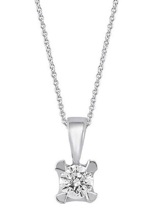 İryum 0.10ct Karat E-F VS Pırlanta Üçgen Tırnak Tektaş Kolye