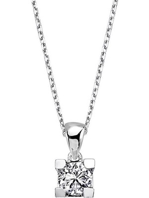 İryum 0.26ct Karat E-F vs Pırlanta Kare Tırnak Tektaş Kolye WPN3312-1