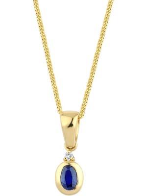 İryum Oval Safir Kolye