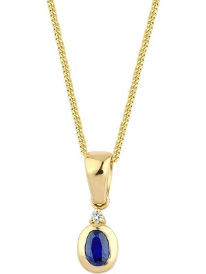 İryum Oval Safir Kolye