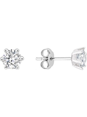 İryum 18 Ayar 0.14ct E-F vs Altı Tırnak Tektaş Küpe WPE3461