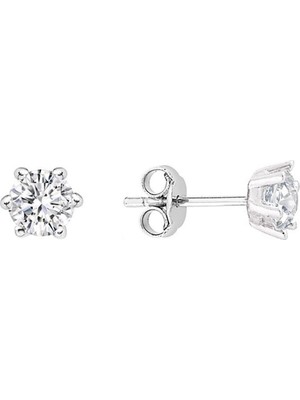 İryum 18 Ayar 0.14ct E-F vs Altı Tırnak Tektaş Küpe WPE3461