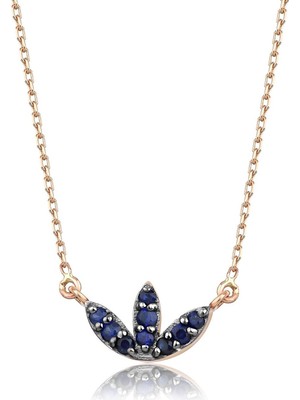 İryum Safir Lotus Çiçeği Kolye