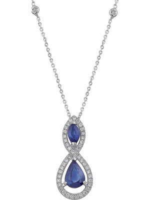 İryum Pırlantalı Safir Kolye