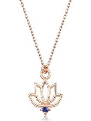 İryum Safir Lotus Çiçeği Kolye