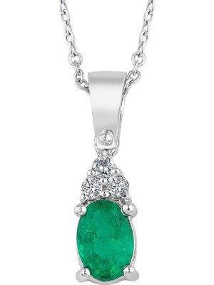 İryum Oval Tektaş Zümrüt Kolye