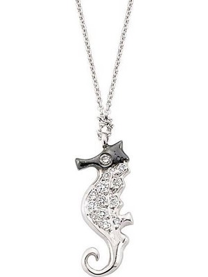 İryum 0.07ct Pırlanta Denizatı Altın Kolye