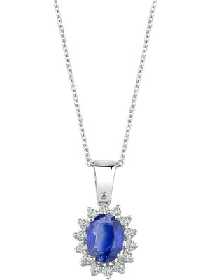İryum Klasik Anturaj Oval Safir Kolye