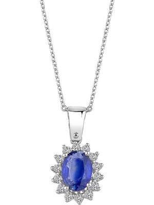 İryum Klasik Anturaj Oval Safir Kolye