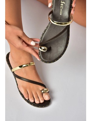 Fox Shoes Y291700103 Kahverengi Hakiki Deri Kadın Terlik