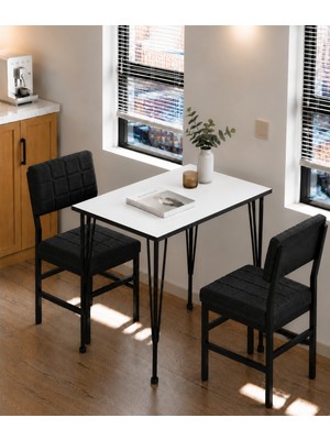 Valu Home 2 Kişilik Mutfak Masa Takımı Masa ve Sandalye Seti Balkon Masası Cafe Masa Takımı Yemek Masası Seti Antrasit Sandalye