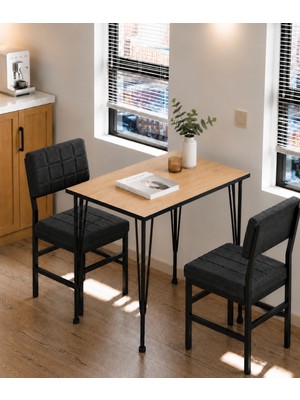 Valu Home 2 Kişilik Mutfak Masa Takımı Masa ve Sandalye Seti Balkon Masası Cafe Masa Takımı Yemek Masası Seti Antrasit Sandalye