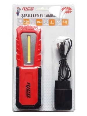 Rico Sarjlı Mıknatıslı Kamp Tamir LED Lamba 8 Saat 420 Lümen A Kalite