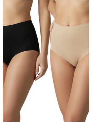 Fevien Lazer Kesim Iz Yapmayan Yüksek Bel Slip 2'li Korse - Dikişsiz Toparlayıcı Korse Slip