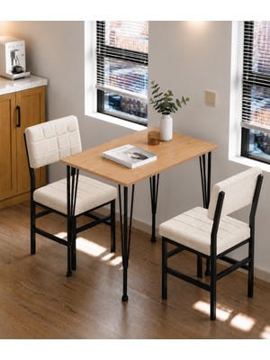 Valu Home 2 Kişilik Mutfak Masa Takımı Masa ve Sandalye Seti Balkon Masası Cafe Masa Takımı Yemek Masası Seti Krem Sandalye