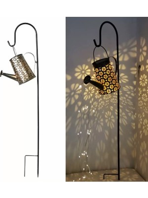 Maetheus Güneş Enerjili Sulama Kovası Bahçe Aydınlatması Dekoratif Solar LED Şelale Efektli Dış Mekan Lambası