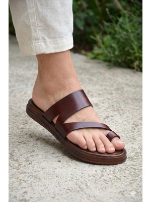 Shoemix Kadın Hakiki Deri Bordo Parmak Arası Bodrum Terliği