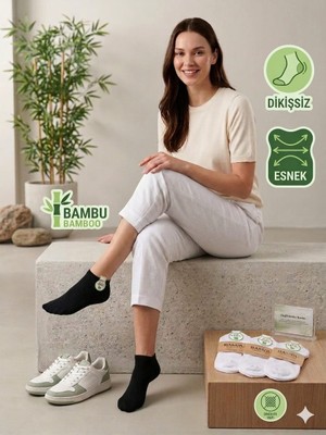 Km Collections 6'lı Paket Dikişsiz Bambu Patik Çorap Bay&bayan