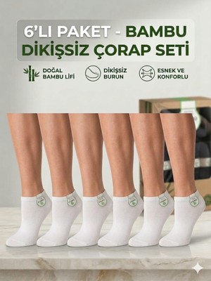 Km Collections 6'lı Paket Dikişsiz Bambu Patik Çorap Bay&bayan