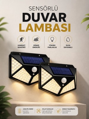Marsilyan Solar Sensörlü Duvar Lambası Bahçe Lambaso Parlak Beyaz Işık Suya Dayanıklı