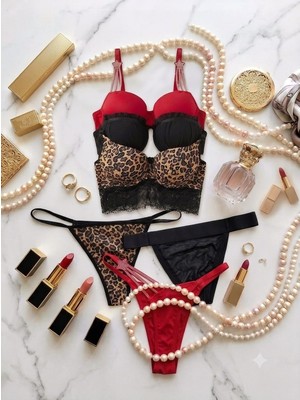 Glanz İç Giyim 3'lü Sütyen Külot Set/kadın Destekli Bralet