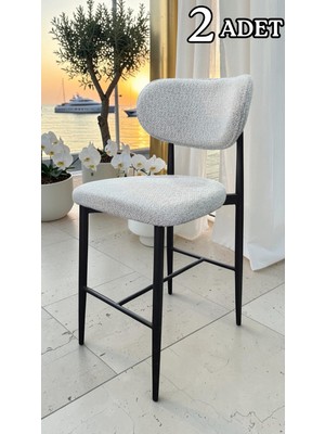 Elyon Serisi 65 cm 1. Sınıf Metal Ayaklı 1. Sınıf Ithal Kumaş 2’li Bar Sandalyesi