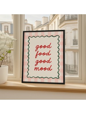 Nt Handmade Çerçeveli Uv Baskı Good Food Good Mood Duvar Tablosu – Modern & Şık Mutfak Duvar Dekoru
