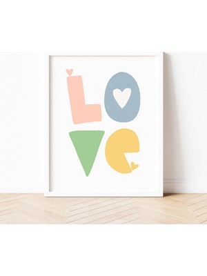 Nt Handmade Çerçeveli Uv Baskı Renkli Love Yazılı Duvar Tablosu – Modern & Şık Duvar Dekoru