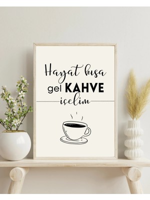 Nt Handmade Çerçeveli Uv Baskı Kahve Içelim Duvar Dekoru Kahve Köşesi Mutfak Için Modern Tablo