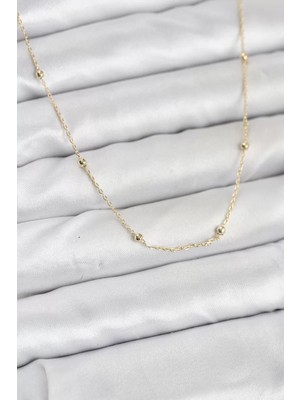 Belirtilmemiş cm 14K Gold Renk Minik Top Zincirli Kadın Kolye - TJ-BKO10920