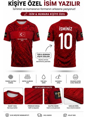 Sonvadi Özel Isim Baskı Yapılır Türkiye Milli Takım 2026 Fıfa  Kırmızı Yetişkin Forma Unıseks