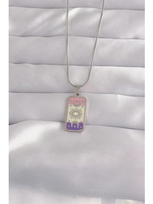 Belirtilmemiş 316L Çelik Gümüş Renk Karışık Mineli Ay Figür Tarot Kolye - TJ-BKO9044