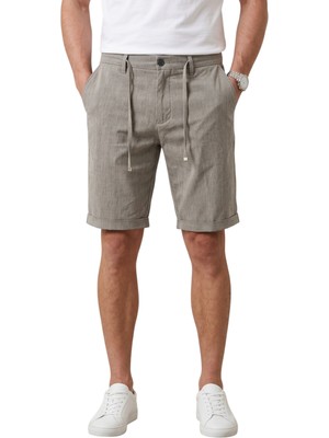 Rizzup Vizon Slim Fit Likralı Çizgi Dokulu Beli Lastikli Ipli Erkek Şort Kapri 2601743