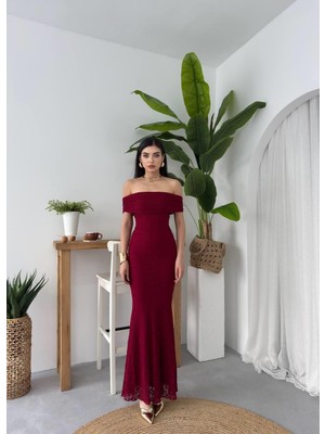 Caddebostan Moda Dantel Detaylı Straplez Balık Kesim Abiye Elbise