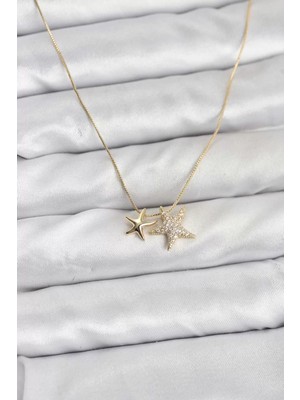 Belirtilmemiş Gold Renk Pirinç Minimal Yıldız Model Kadın Kolye - TJ-BKO10795