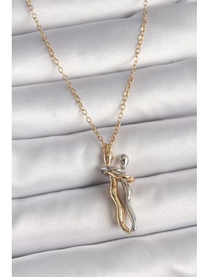 Belirtilmemiş 316L Çelik Gold Renk Zincir Renkli Sarılma Model Kadın Kolye - TJ-BKO9765