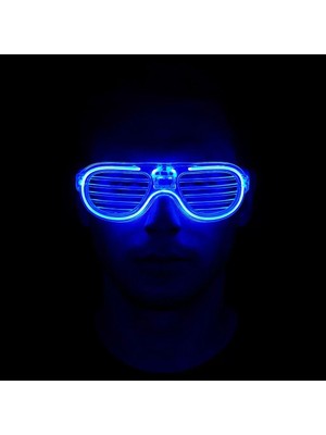 Belirtilmemiş Mavi LED Işıklı Parti Gözlüğü - Neon Glow Gözlük 3 Modlu