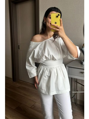 Sırt Dekolteli Poplin Gömlek